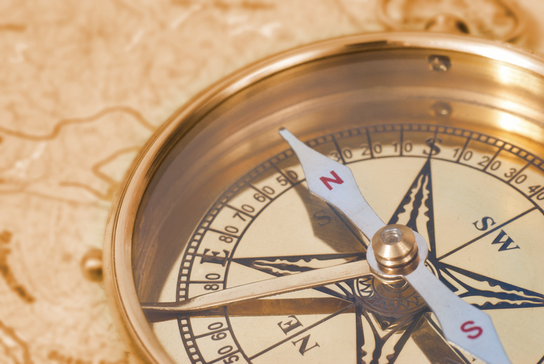 Compass on Old Map